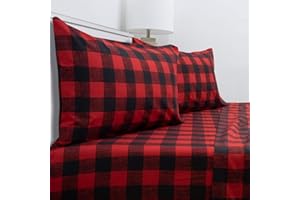 SWEET HOME COLLECTION King Size Sheets - Breathable Luxury Bed Sheets with Full Elastic & Secure Corner Straps Built In - 1800 Supreme Collection Extra Soft Deep Pocket Bedding Set, Sheet Set, King, Buffalo Check Burgundy