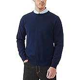 Kallspin Men's Crew Neck Sweater Pullover Regular Fit Pure Cotton Long Sleeve Lightweight Knit Casual Everyday Layering