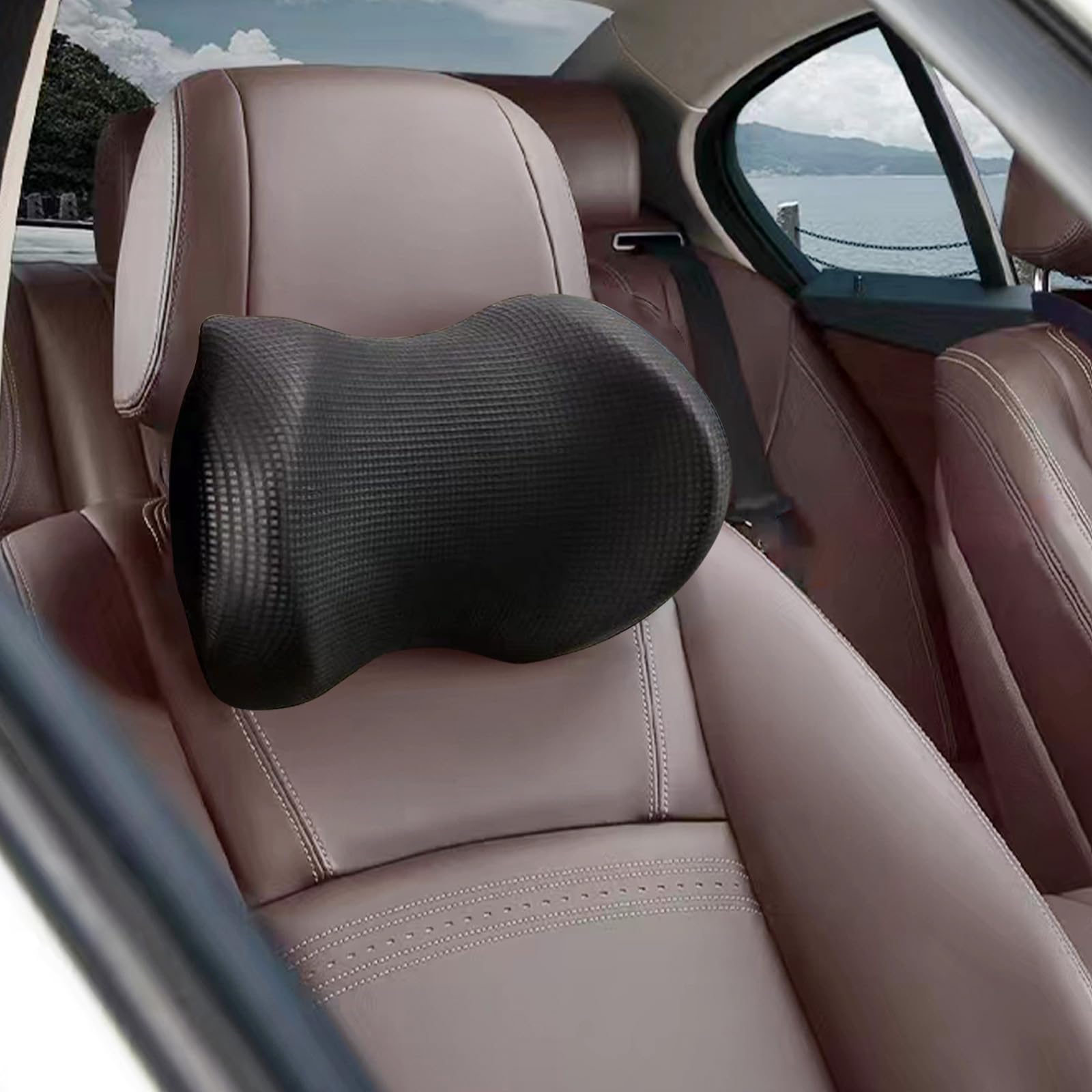 Photo 1 of Super Comfy Car Headrest Pillow, Car Pillow for Neck Pain Relief with Adjustable Strap, 100% Memory Foam & Breathable Removable Cover, Ergonomic Design - Softness Travel Car Neck Pillow(Black, 1PC)