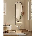 SONGMICS Full-Length Floor Mirror, 3-in-1, Modern Standing Full Body Mirror, Inspired by Original Award-Winning Design, 16.5 x 18.9 x 68.9 Inches, Living Room, Bedroom, Oak Beige and Ink Black