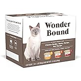 Amazon Brand - Wonder Bound Gourmet Wet Cat Food in Gravy Variety Pack (Turkey, Chicken, Beef), Poultry, Made in USA, 3 Ounce (Pack of 24)