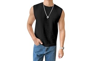 Verdusa Men's Sleeveless Round Neck Knit Tank Top Casual Sweater Vest