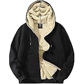 Flygo Men's Sherpa Hoodie Jacket Fleece Lined Zip Up Warm Hoodies Sweatshirt Winter Zipper Sweater Hooded Coat