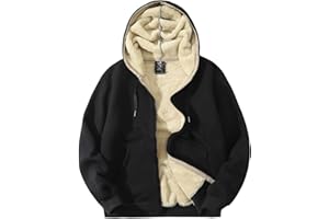 Flygo Men's Sherpa Hoodie Jacket Fleece Lined Zip Up Warm Hoodies Sweatshirt Winter Zipper Sweater Hooded Coat