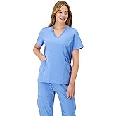 Hanes Women's Scrubs Healthcare Top, Moisture-Wicking Stretch Scrub Shirts, Ribbed Side Panels