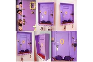 Kahbin Friends Monica's Door Wall Key Holder, Personalized Key Holder for Wall Gift for TV Shows Lovers, Cute Central Perk Keychains Vintage Home Decor Wall Decor Purple Door Handmade Decoration,