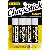 ChapStick Classic Original Lip Balm Sticks with 24 Hour Moisture, 4-Pack | 0.15 oz Each, Clinically Proven Lip Care that Provides Ultimate Hydration to Prevent Chapping and Relieves Dryness