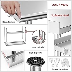Atelicf Stainless Steel Prep Table for Work, 24