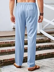 Runcati Mens Casual Pants Elastic Waist Lightweight