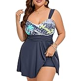 MiYang Women Plus Size Two Piece Swimsuits Flowy Tankini Swim Dress Bathing Suit with Shorts