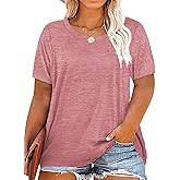 Plus Size Summer T Shirts Women Tops Short Sleeve Round Neck Casual Loose Fit Tee Tshirts Tunic