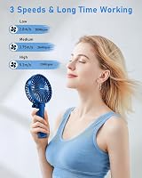 TriPole 2-in-1 Handheld Fan USB Rechargeable 3-Speed 180° Navy view 3