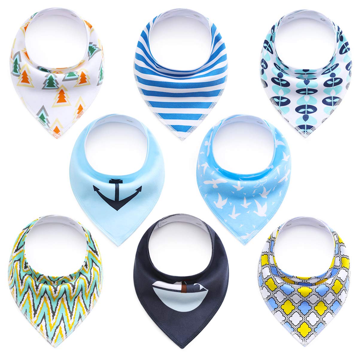 SONARIN Baby Bandana Drool Bibs Dribble Bibs for Boys,Drooling and Teething,Super Absorbent Organic Cotton Bandana Bibs,Pack of 8