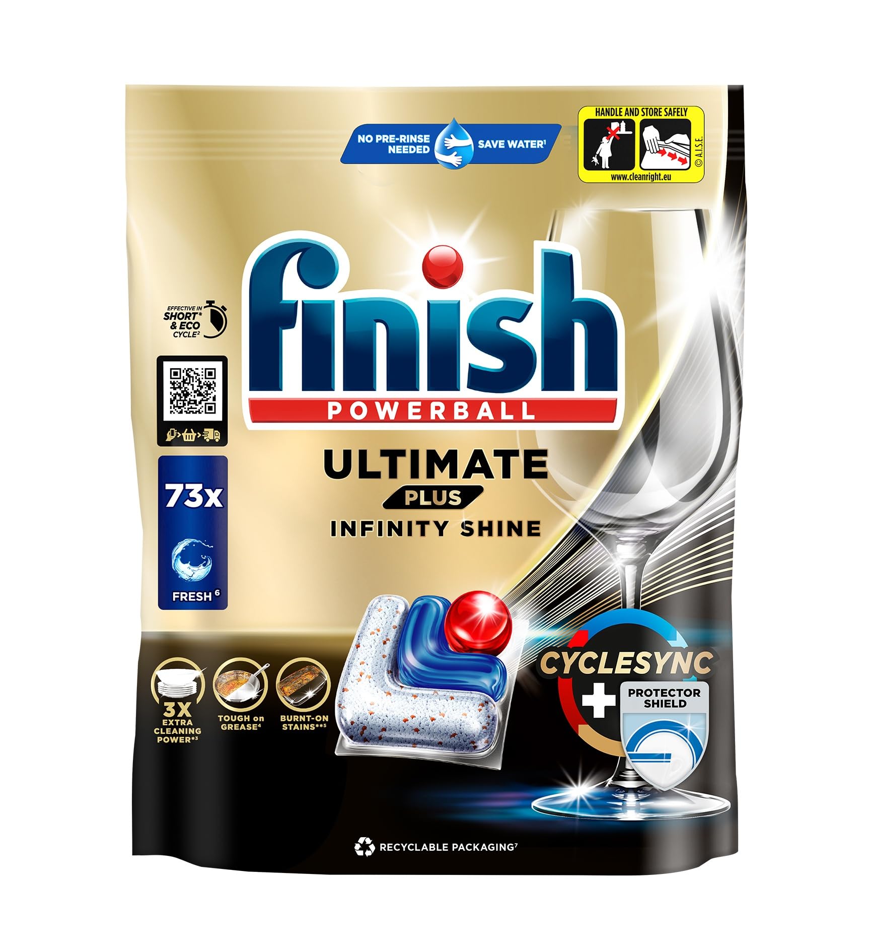 Finish Ultimate Plus Infinity Shine Spülmaschinentabs, Geschirrspültabs für intensive Reinigung, Fettlösekraft und Glanz mit Schutzschild, 73 Caps 2