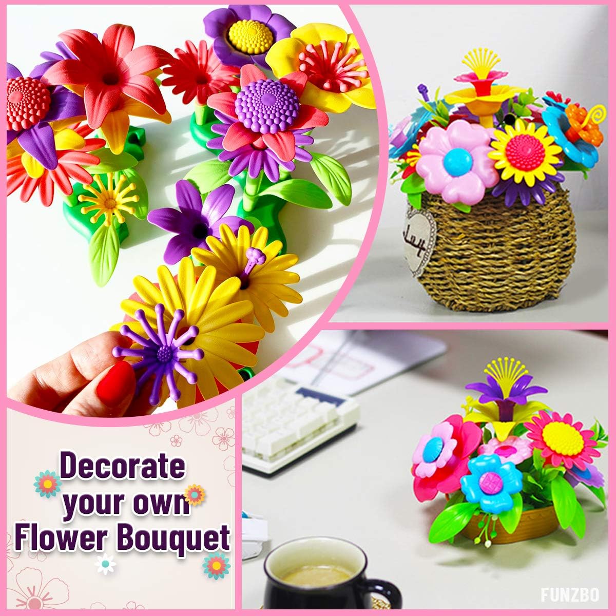 FunzBo Flower Garden Building Toys for Girls - STEM Toy Gardening Pretend Gift for Kids - Stacking Game for Toddlers playset - Educational Activity for Preschool Children Age 3 4 5 6 7 Year Old Boys: Toys & Games