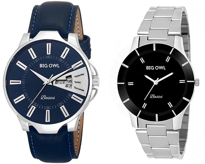 Analogue Blue Dial Combo of Men and Womens Watches - (Pack of 2)