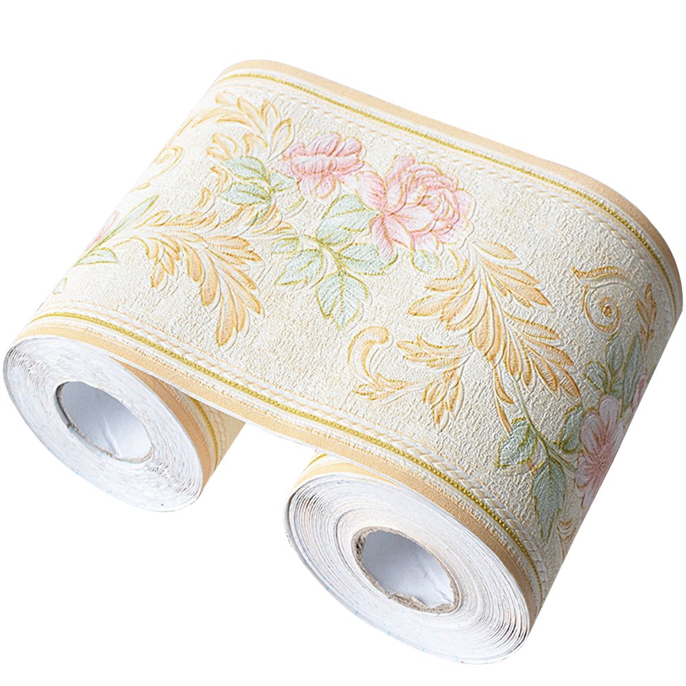 Creation Core 4.2x196.8 Waterproof Wallpaper Border 3D Pattern Wall Decor Removable Self Adhesive Kitchen Bathroom Tiles Stciker, Vine Yellow