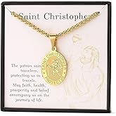 Zocomi Catholic First Communion/Confirmation Gifts for Boys Men,Saint Christopher/Michael/Anthony/Jude/Joseph Medal Necklace,Oval Saint Patron Medal Religious Amulet Gifts