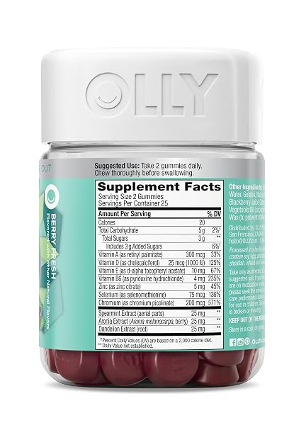 OLLY FLAWLESS COMPLEXION GUMMY, CLEAR AND HEALTHY SKIN SUPPORT, VITAMINS E, A, ZINC, CHEWABLE SUPPLEMENT, BERRY – 50 COUNT (PACK OF 1)