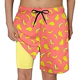 Cozople Boys Swim Trunks Compression Liner Swim Shorts Quick Dry Bathing Suit with Boxer Brief Swimwear 2-20T