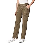 WallFlower Womens Luscious Curvy Twill Relaxed Cargo Straight Mid Rise Insta Stretch Juniors Pants