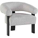 Signature Design by Ashley Dultish Modern Upholstered Accent Chair with Barrel Back and Rounded Arms, Light Gray & Black