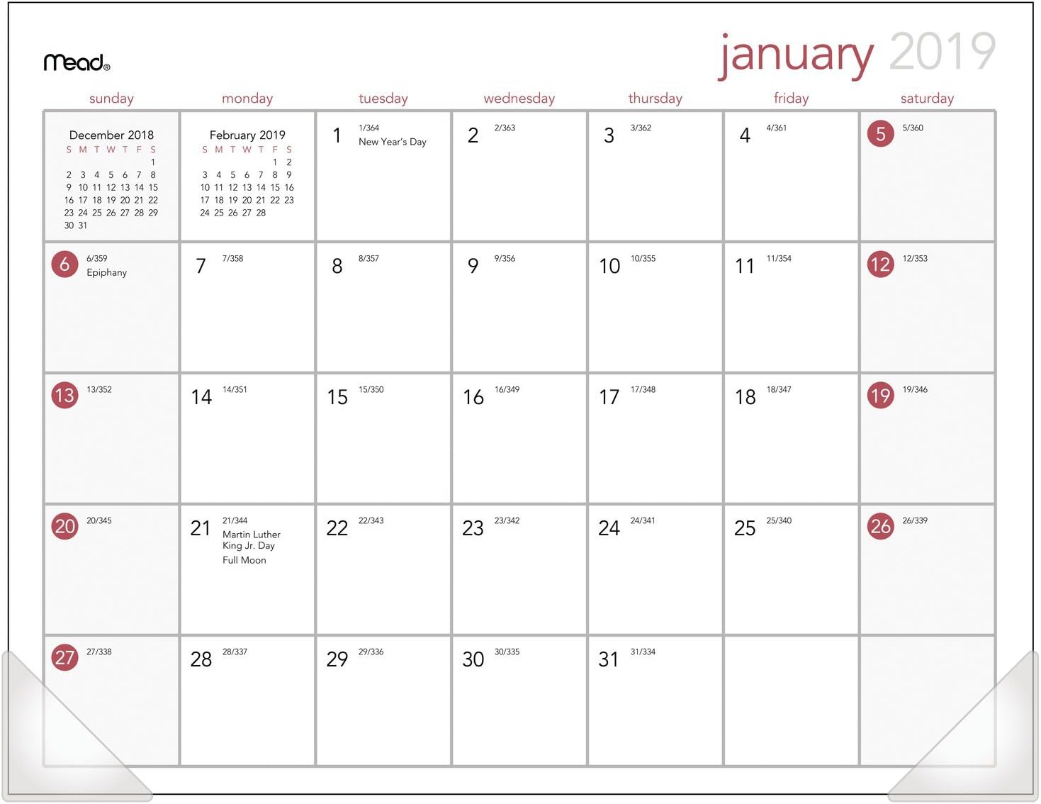 Best mead 2019 desk calendar 22×17