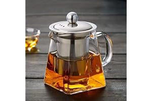 OFKPO Square Glass Teapot Heat Resistant Bottle Cup with Infuser Perfect for Tea and Coffee (350ml)