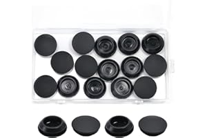BOPOREAE 15 Pcs 20 mm Silicone Rubber Plugs Snap in Locking Hole Plugs for 20-22 mm (13/16"-7/8") Round Holes, Flush Type Rubber Stoppers, Flexible Tube Pipe End Caps Covers, Waterproof Sealing Plugs, Black
