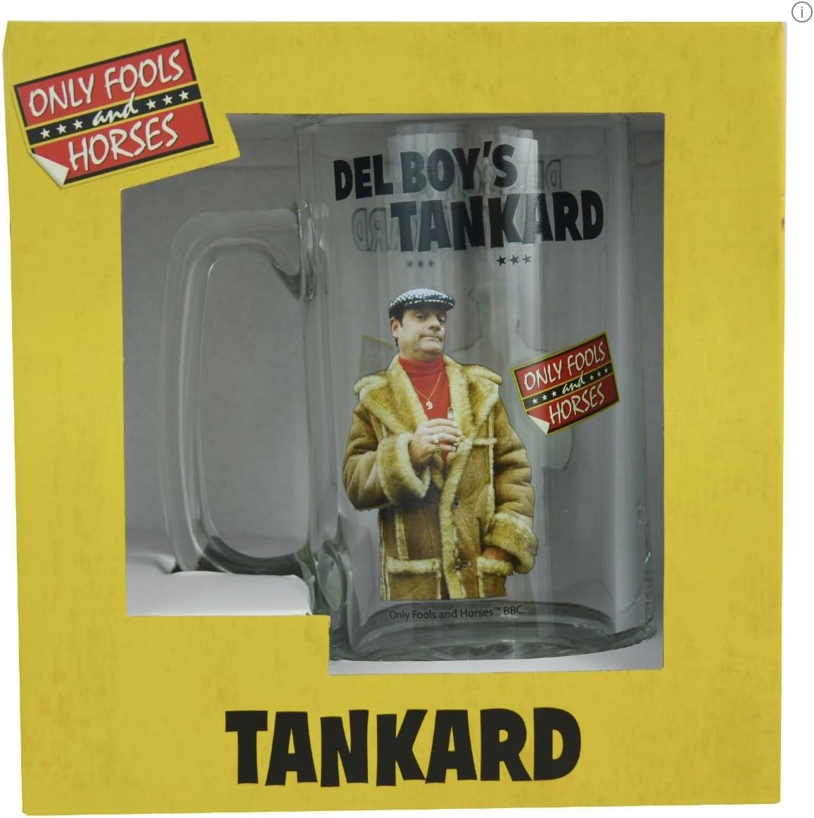 Only Fools and Horses Dave's Beer Tankard Glass Retro 80s TV Show Novelty Beer Mug for Pint/Mini Classic Beer Yellow Color Gifted Box for Him Show fan's & Collector licensed Merchandise (Pack of 1)
