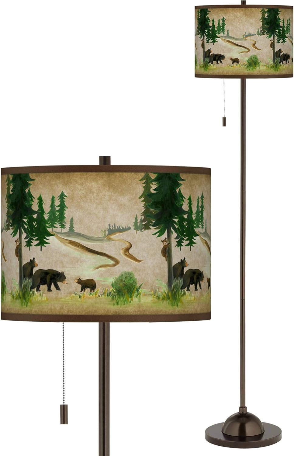 Bear Lodge Giclee Glow Bronze Club Floor Lamp Giclee Glow