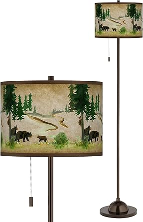 Bear Lodge Giclee Glow Bronze Club Floor Lamp Giclee Glow