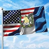 Usa American America Flag And Guatemalan Guatemala Flag 3x5 Ft Double-Sided Printed Indoor/Outdoor Polyester Decoration Banner Brass Grommets 3x5 Foot National Flags For Outside