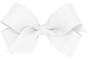 Wee Ones Baby Girls' Mini Classic Grosgrain Hair Bow on a WeeStay Clip w/Plain Wrap Center - White,One Size