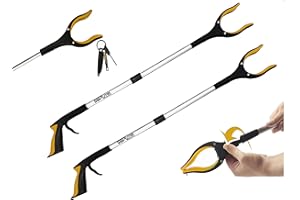 2- Pack 32 inch FDA Registered GrabRunner Folding Reacher Grabber Tool with Magnetic (Yellow/Yellow)