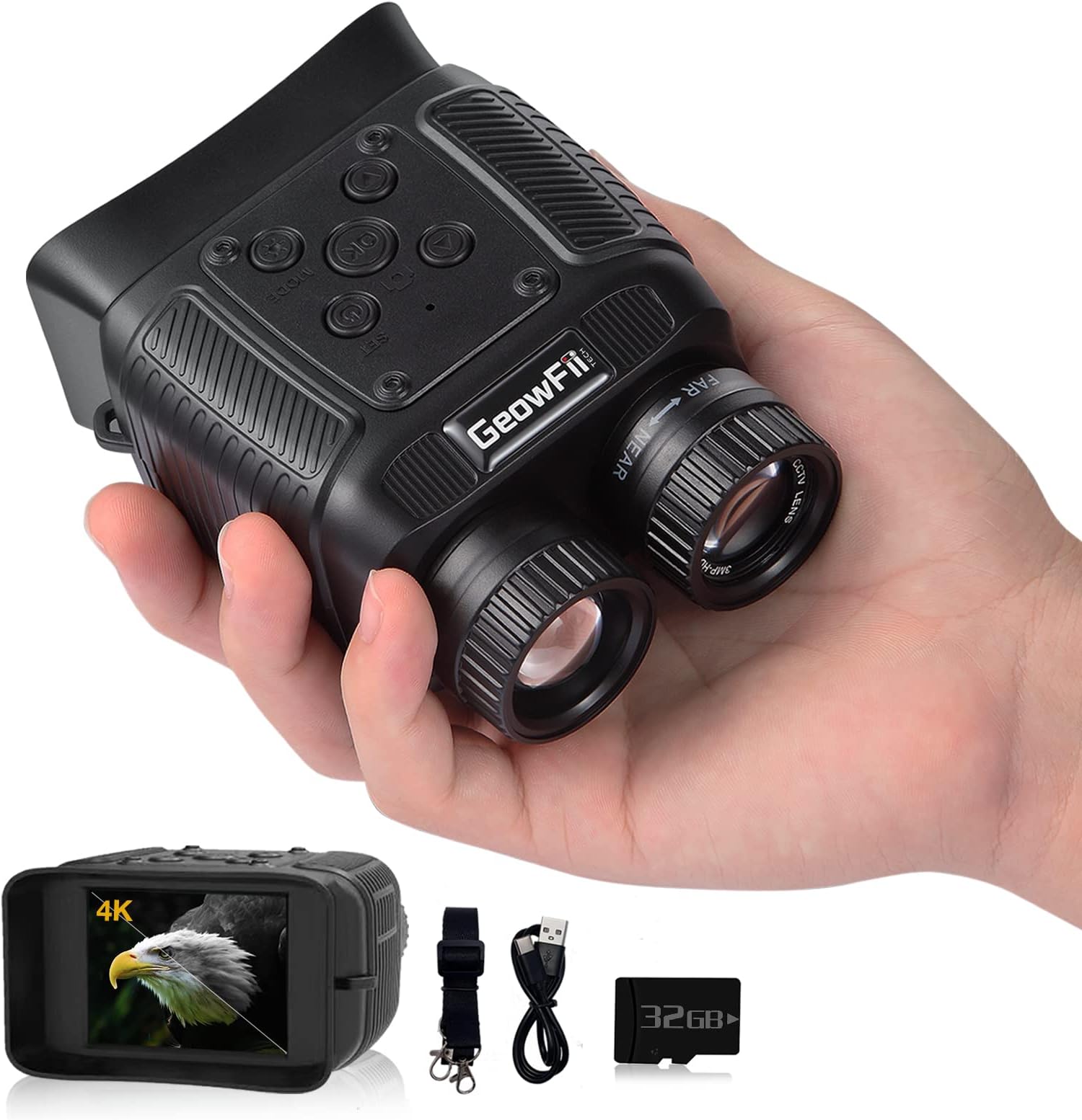 GeowFiiTech Night Vision Binoculars 4K, Mini Night Vision Goggles