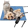 KEKELAN Pet Heating Pad for Cats, Indoor Outdoor Waterproof Electric Heated Pad Mat for Dogs with Chew Resistant Cord,5 Timer and 6 Level Temperature Pet Bed Warmer-17.7x17.7