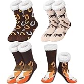 Foaincore 3 Pairs Winter Fuzzy Horse Slipper Socks for Women Non Slip Warm Thick Animal Sherpa Socks with Grips Horse Lover Cowgirl Equestrian Gifts for Birthday, Women Shoe Size 5-10