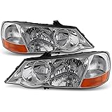 ACANII - For [ HID Xenon Model] 2002-2003 Acura TL Chrome Headlights Headlamps Replacement Pair Driver + Passenger Side