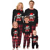 Lenugeo Family Christmas Pajamas Matching Sets Xmas Pajamas for Womens Mens Couples Holiday Sleepwear Sets Long Sleeves Pants