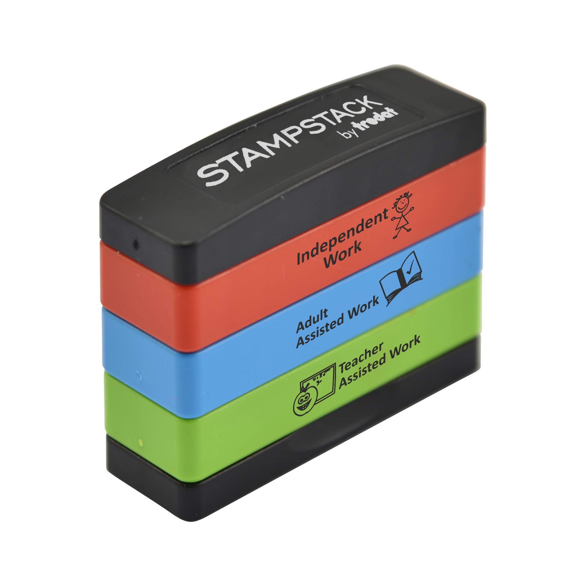 Trodat 3-in-1 School Stamp for Parent Teacher Feedback – Assisted or Independent Work – Version 2,Multi-colour,Small