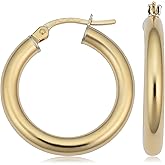 Real 18k Yellow Gold Polished Hoop Earrings (3x15 mm)