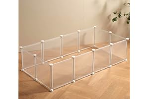 LURIVA Transparent Clear Small Animal Playpen, Guinea Pig Cages, Puppy Dog Playpen, Pet Playpen, Rabbit Bunny Indoor Fence Pen Enclosure, White Clear Plastic Playpen,12X12 Inch, 12Panels