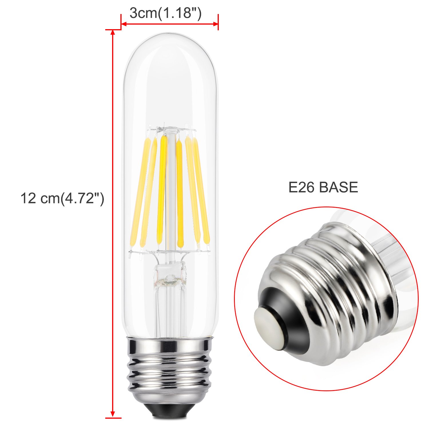 Dimmable Edison Led Tubular Bulb T10, Daylight White 4000K, Kohree 6W Vintage 615150213943 eBay