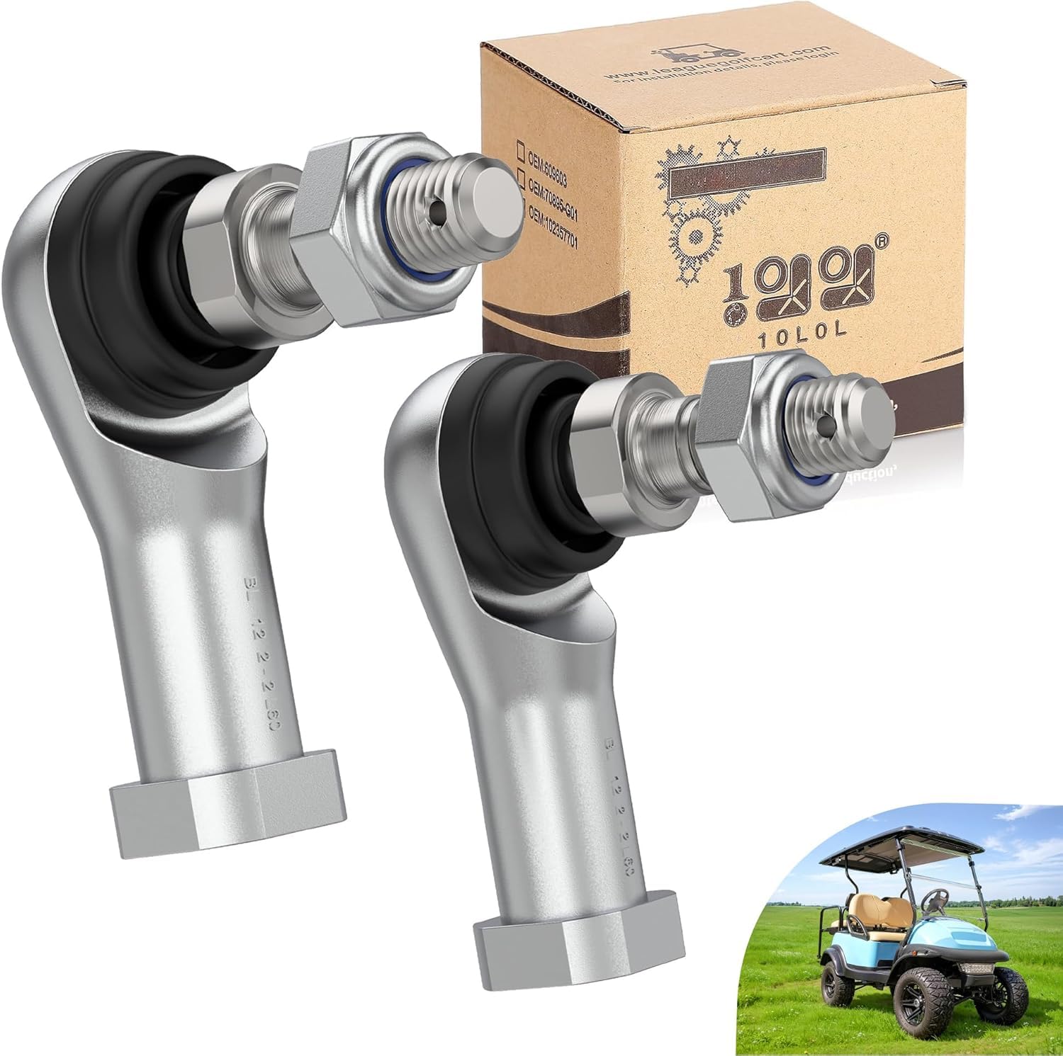 10L0L Golf Cart Tie Rod End 2 PCS for Club Car DS Carryall 2009-up Golf Buggy, OEM#102022601 102022602 102288301