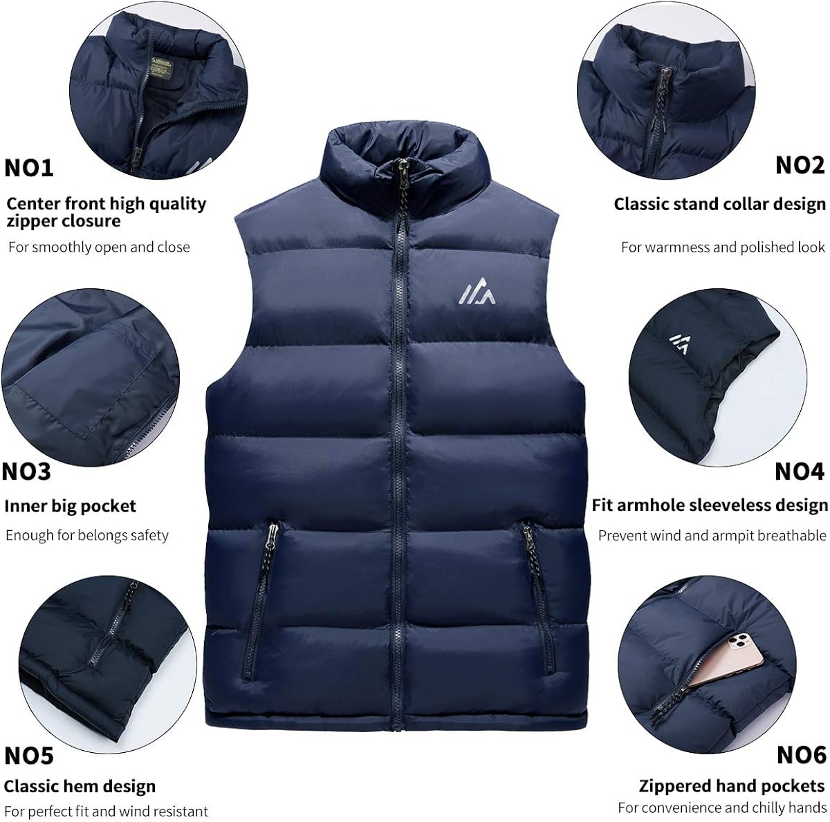 USHARESPORTS Vests for Women jackets Stand Collar women winter coats Padded Puffer Vest Quilted Gilet: Clothing