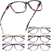 Henotin 6 Pack Ladies Reading Glasses Blue Light Blocking Spring Hinge Readers Anti Eyestrain Computer Eyeglasses (Multicolor-2, 1.5, multiplier_x)