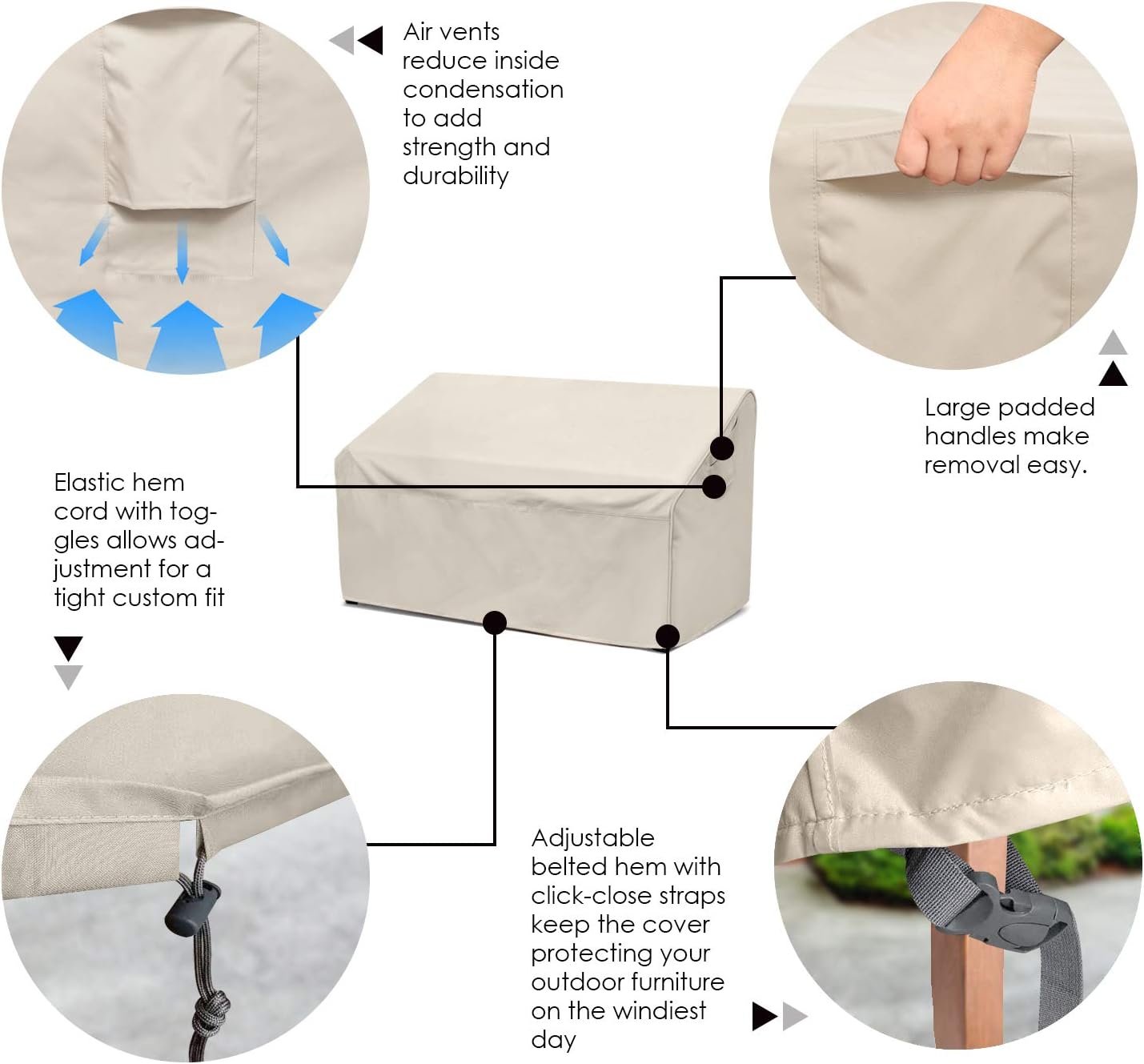 Honest Patio Bench Loveseat Cover, 100% Waterproof Outdoor Sofa Cover, Lawn Patio Furniture Covers with Air Vent(60" L x 34" D x 31" H,Beige): Garden & Outdoor