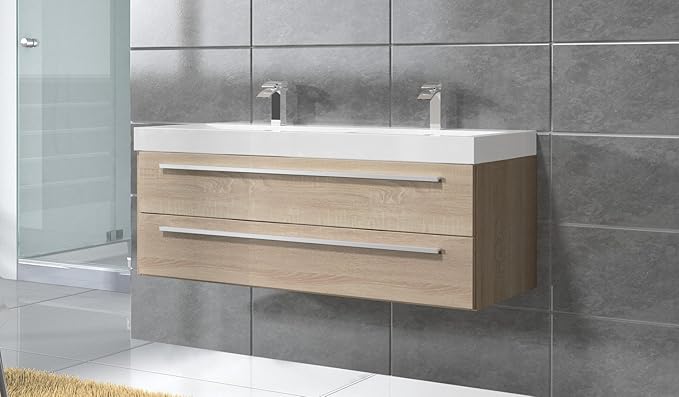 Badezimmer Badmöbel Rome 120 cm eiche hell - Unterschrank Schrank Waschbecken Waschtisch