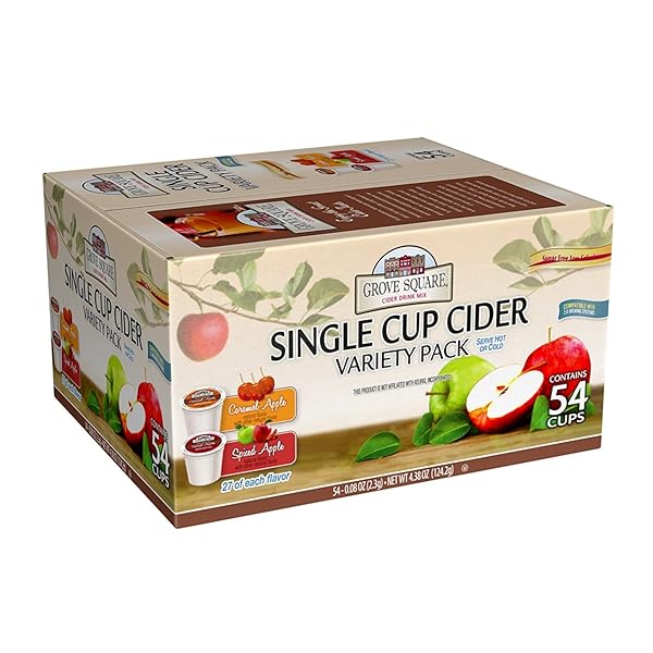 GROVE SQUARE CIDER PODS, VARIETY PACK, SINGLE SERVE (PACK OF 54) (PACKAGING MAY VARY)